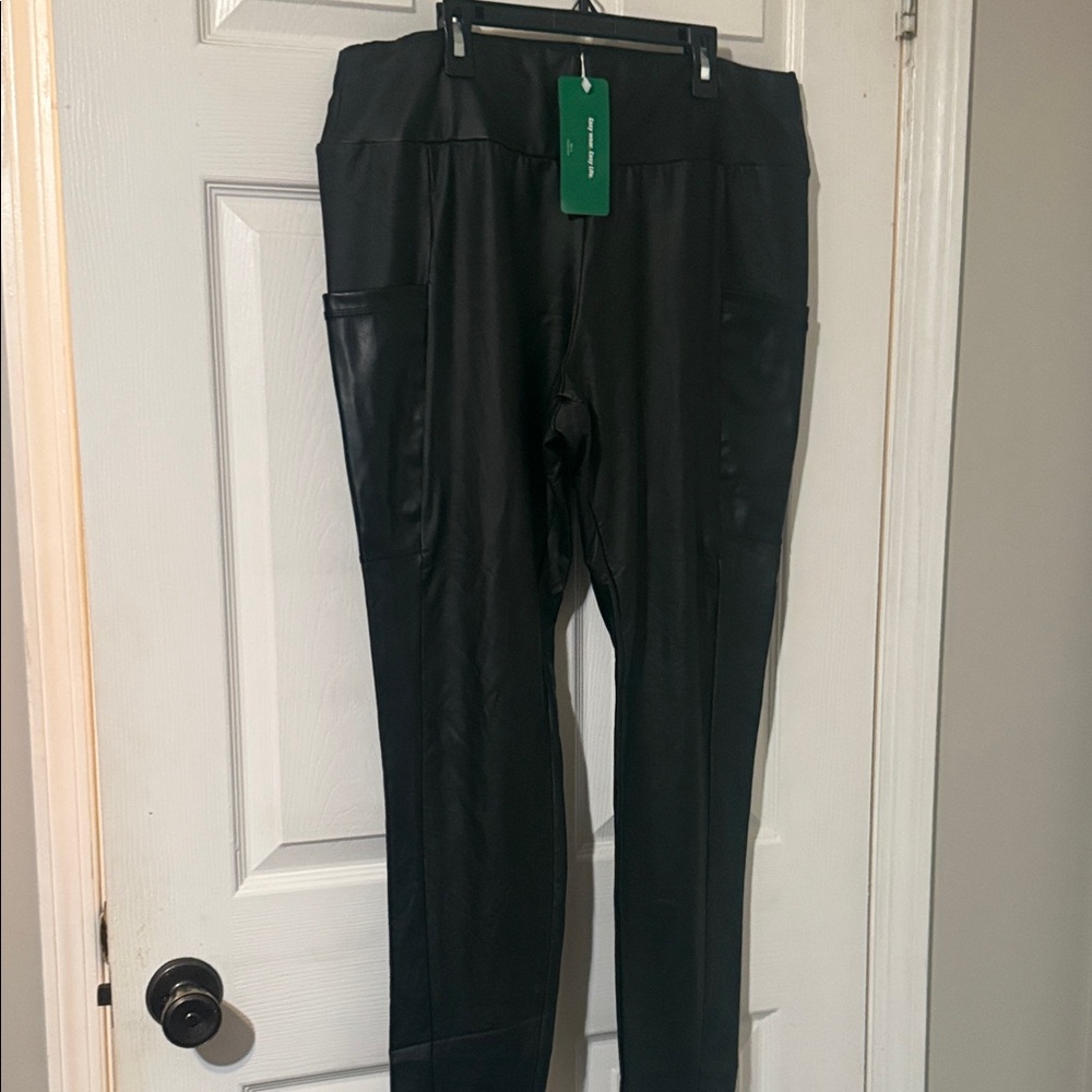 SHEIN Black Faux Leather Pants